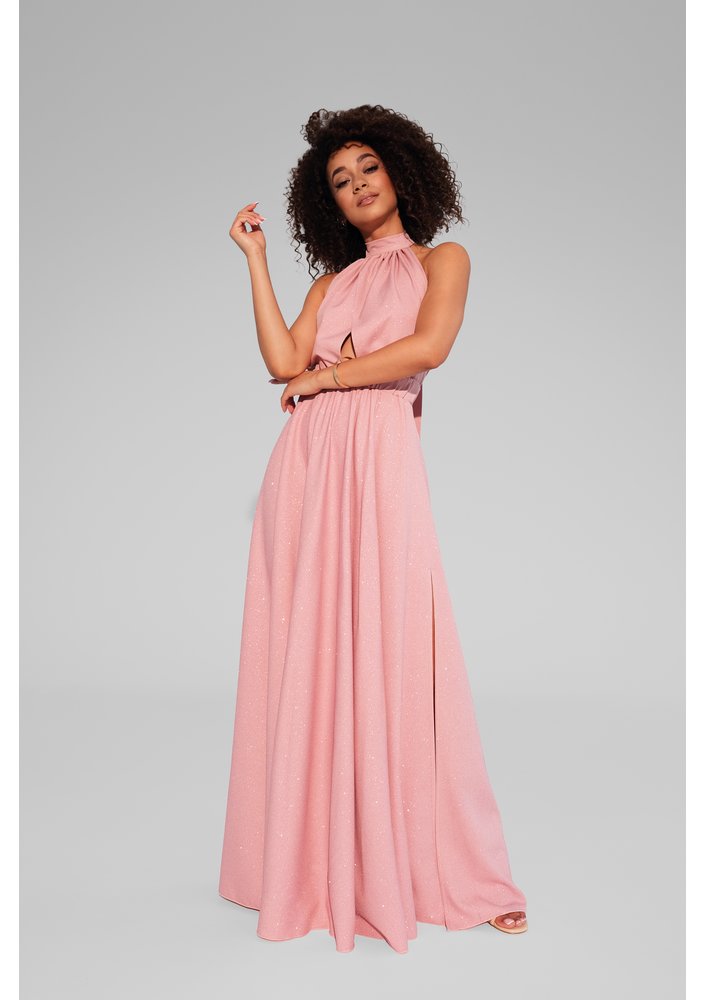 Cindy - Shiny pink maxi dress