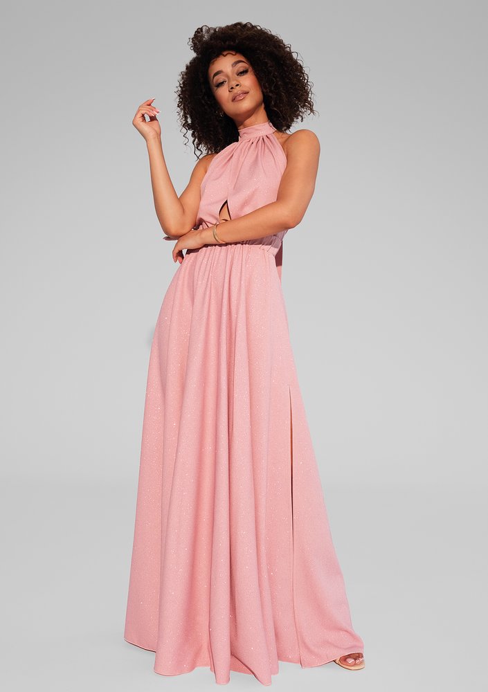 Cindy - Shiny pink maxi dress