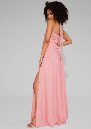Cindy - Shiny pink maxi dress