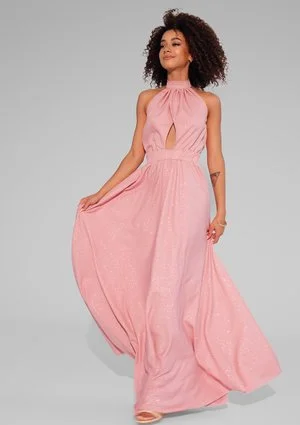 Cindy - Shiny pink maxi dress