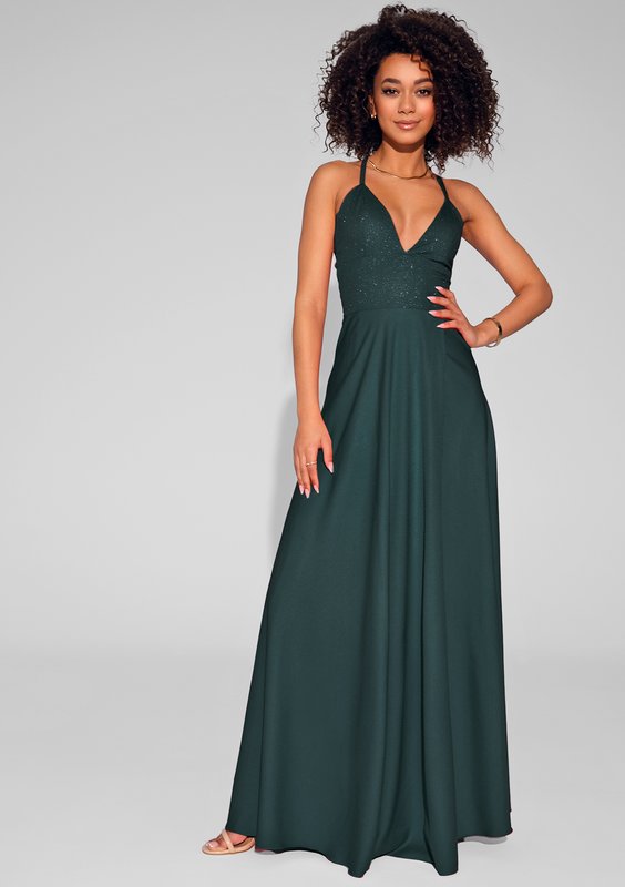 Selena - Shiny green maxi dress