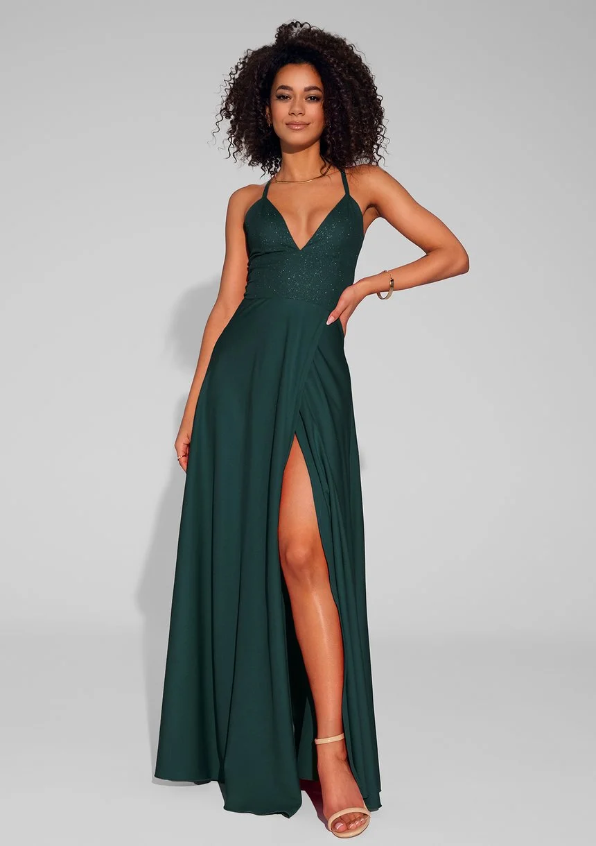 Selena - Shiny green maxi dress