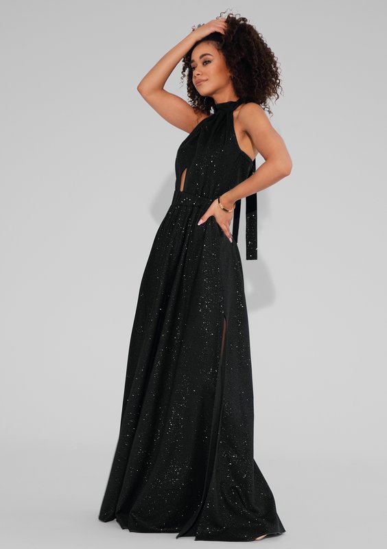 Cindy - Shiny green maxi dress