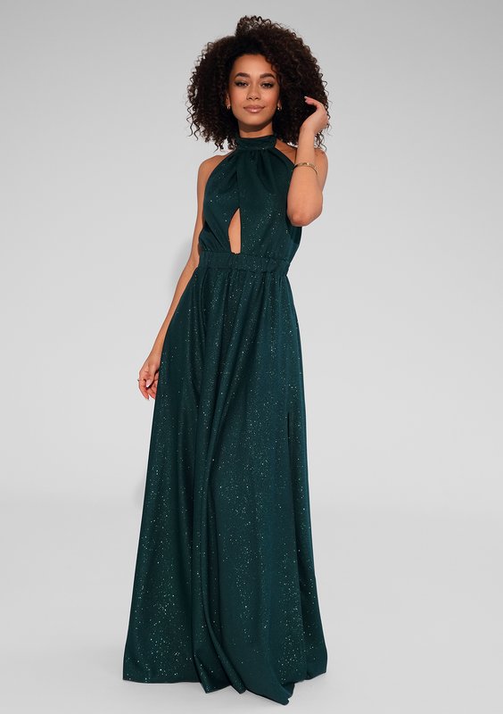 Cindy - Shiny green maxi dress