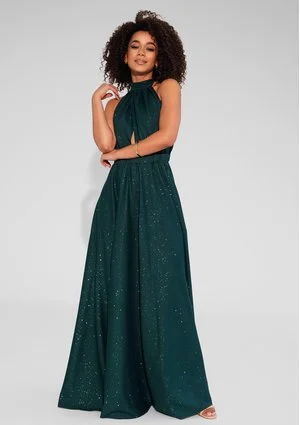Cindy - Shiny green maxi dress