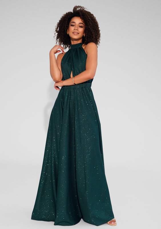 Cindy - Shiny green maxi dress