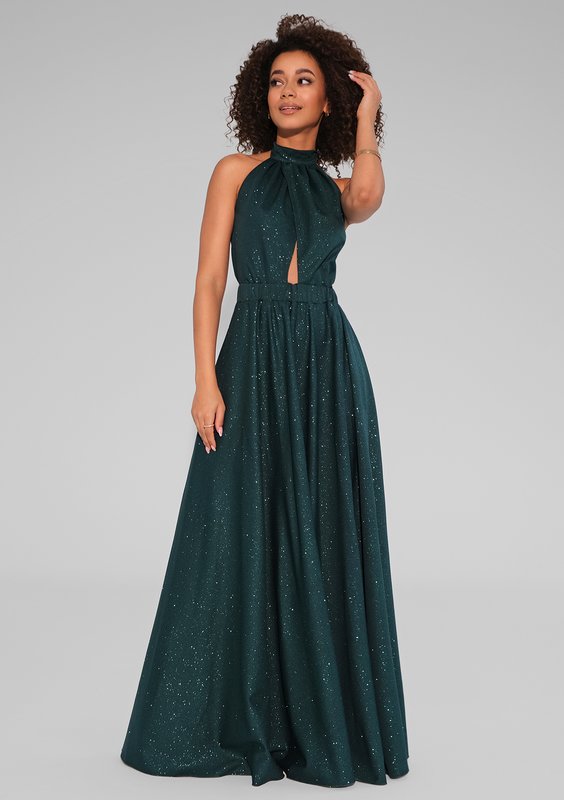 Cindy - Shiny green maxi dress