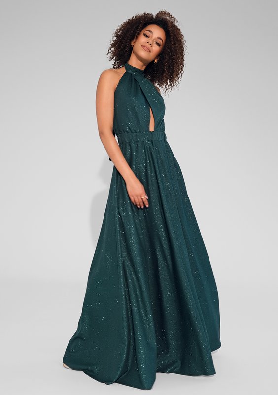 Cindy - Shiny green maxi dress