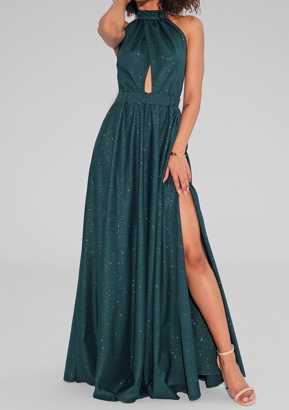Cindy - Shiny green maxi dress