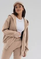 York - Sand beige oversize zipped hoodie