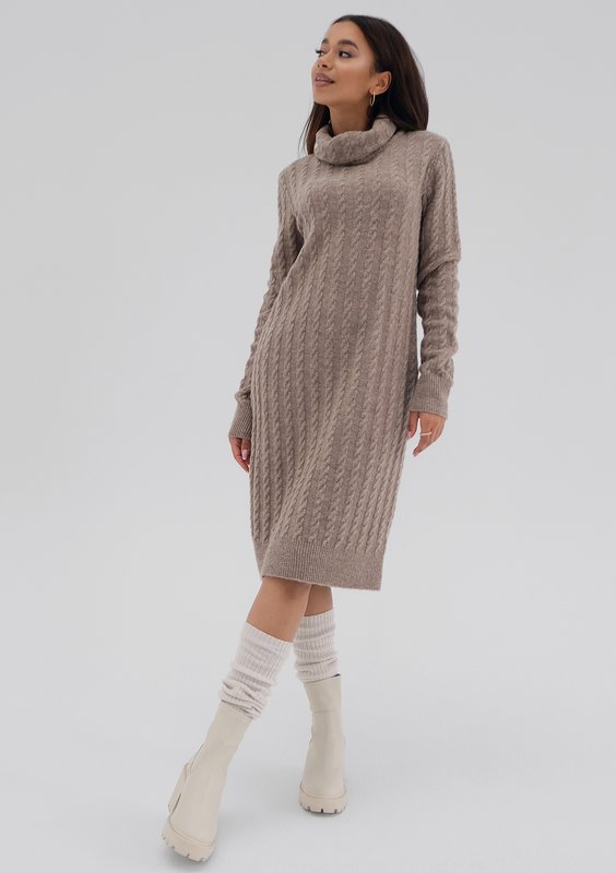 Leya - Latte beige knitted dress
