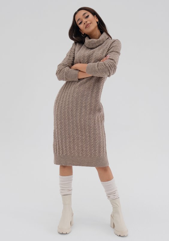 Leya - Latte beige knitted dress