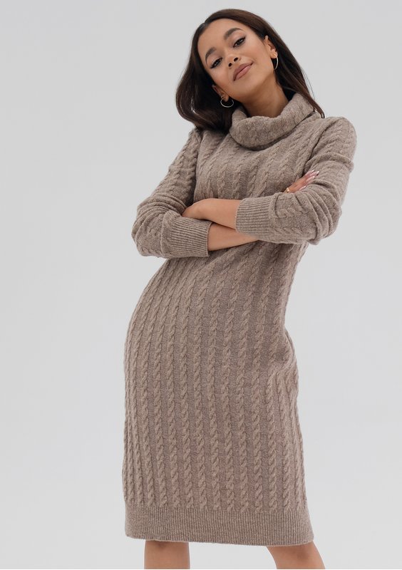 Leya - Latte beige knitted dress
