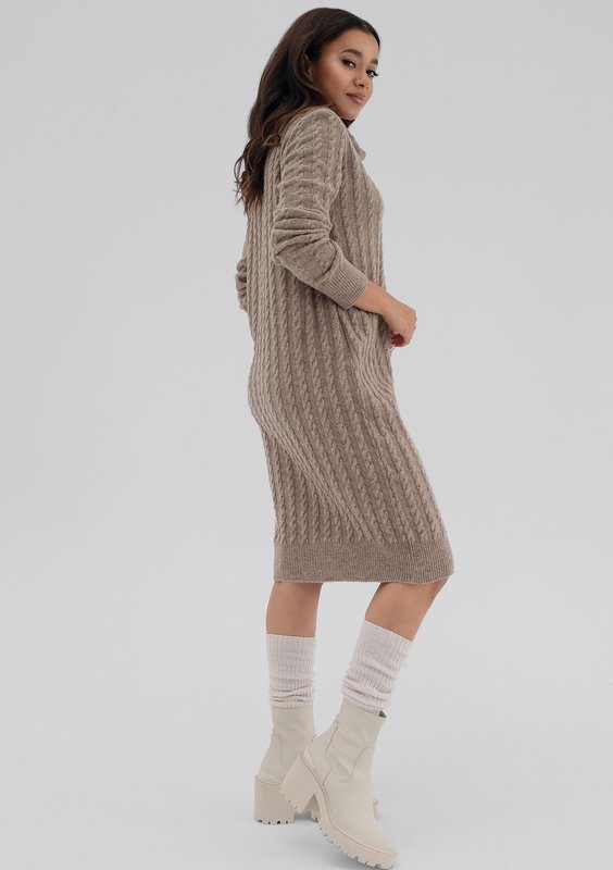 Leya - Latte beige knitted dress