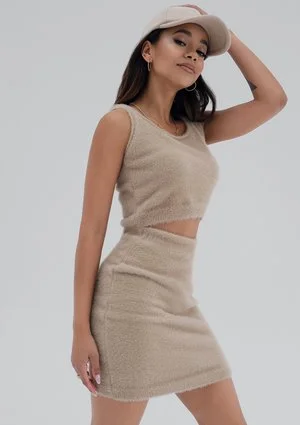 Seva - Beige knitted mini skirt