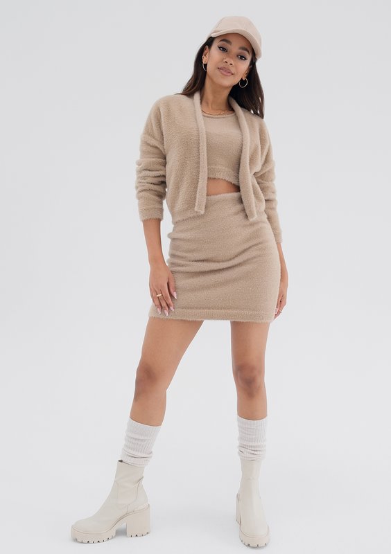 Seva - Beige knitted mini skirt