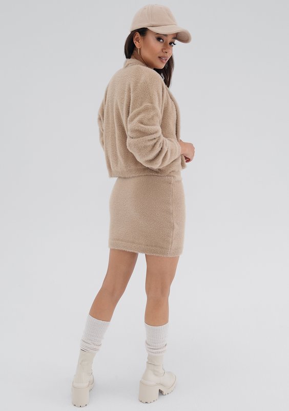 Seva - Beige knitted mini skirt