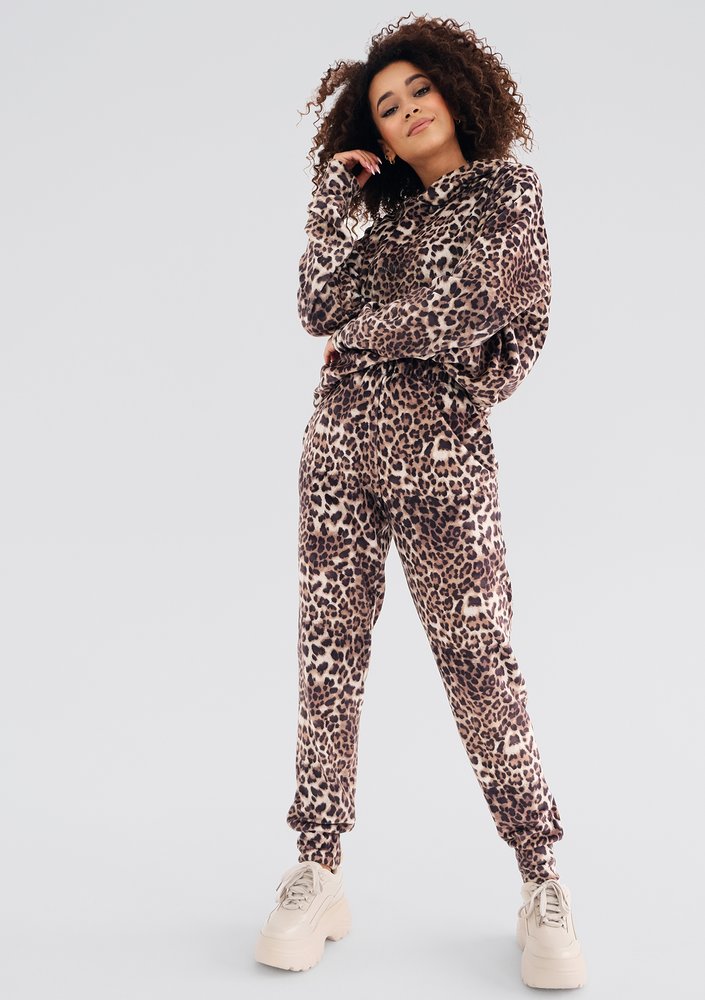 Zuno - Leopard printed velvet sweatpants