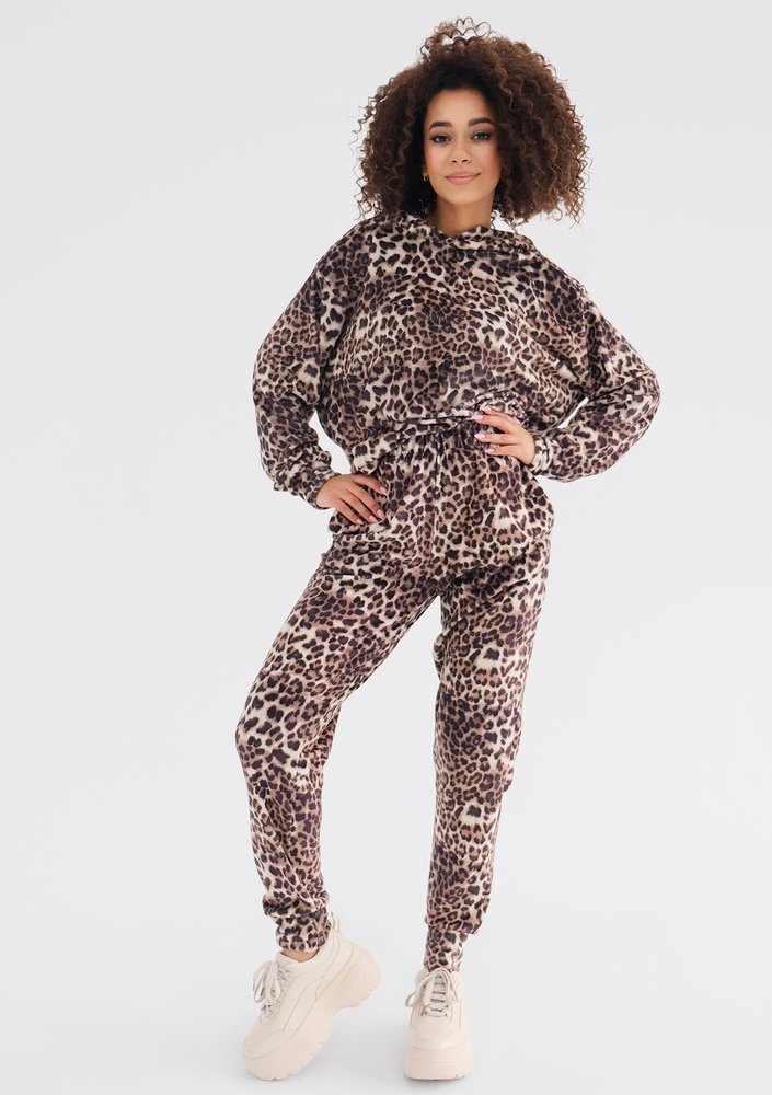 Zuno - Leopard printed velvet hoodie