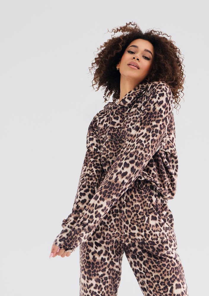 Zuno - Leopard printed velvet hoodie