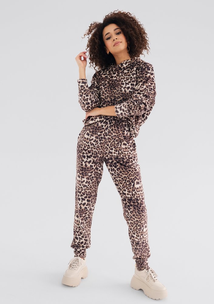 Zuno - Leopard printed velvet hoodie