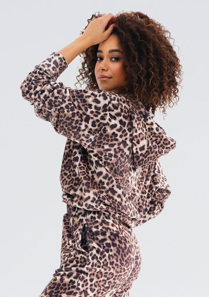 Zuno - Leopard printed velvet hoodie