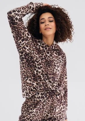 Zuno - Leopard printed velvet hoodie