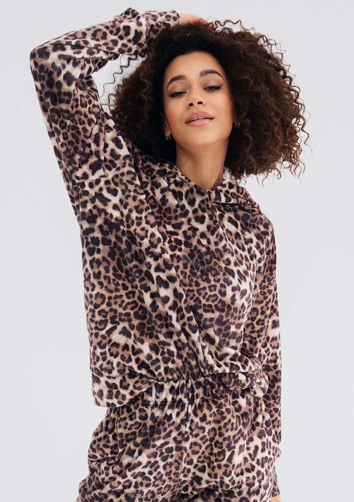Zuno - Leopard printed velvet hoodie