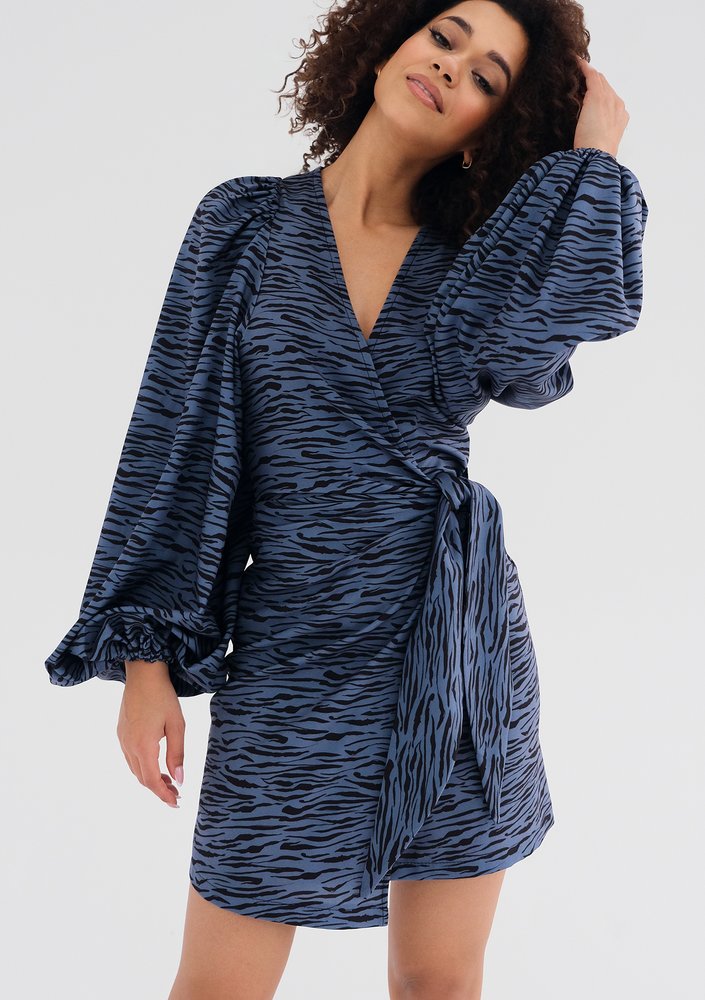 Tilly - Sukienka kopertowa Blue Zebra
