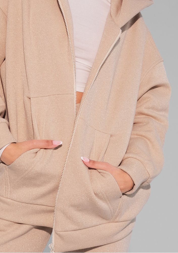 York - Beige shiny zipped jumper