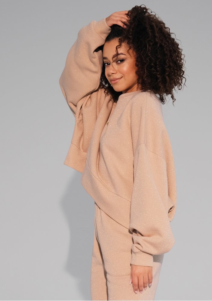 Shore - Bluza ze złotą nitką Beżowa