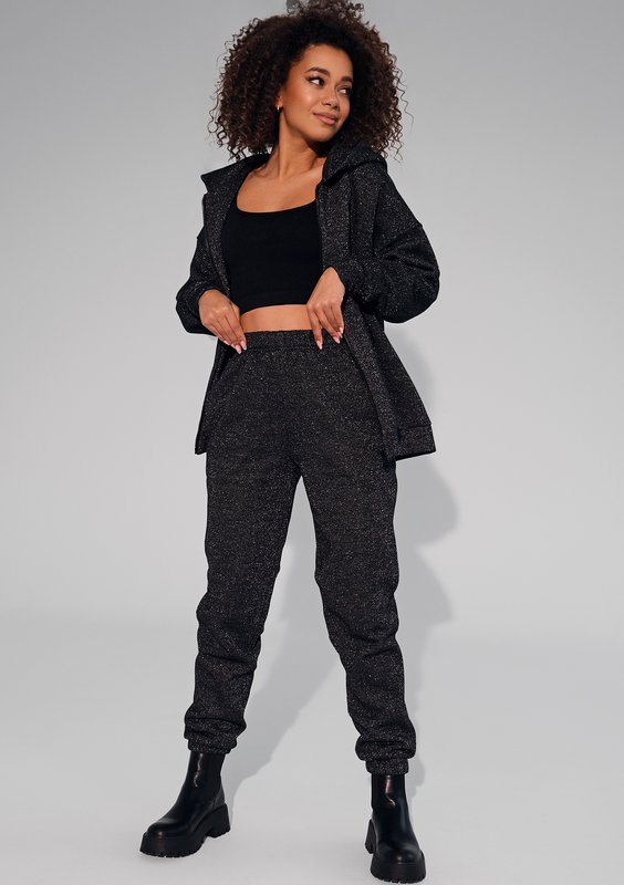 York - Black shiny zipped jumper