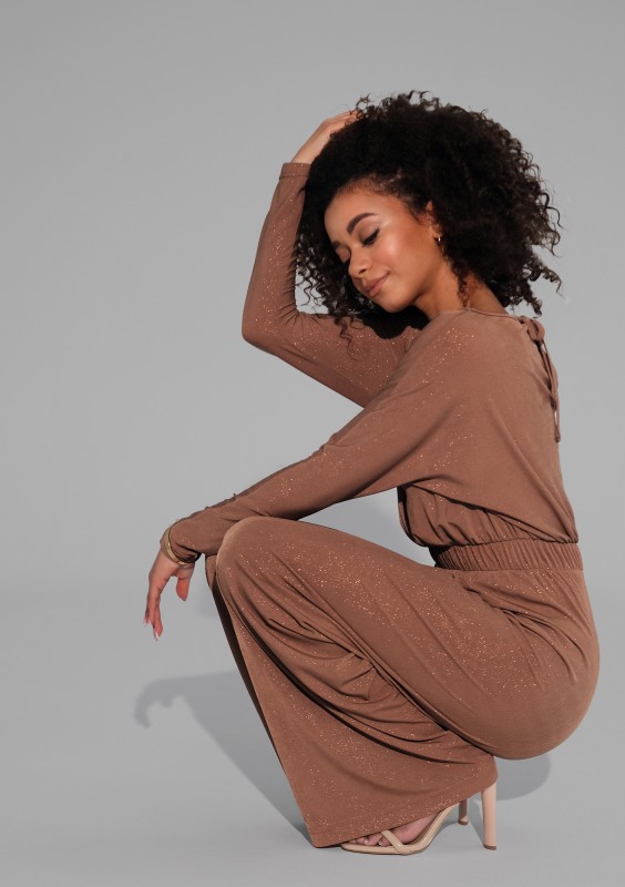 Lenes - Shiny beige jumpsuit