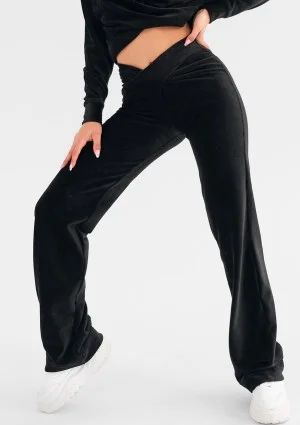 Umiko - Spodnie welurowe ze skosem Czarne