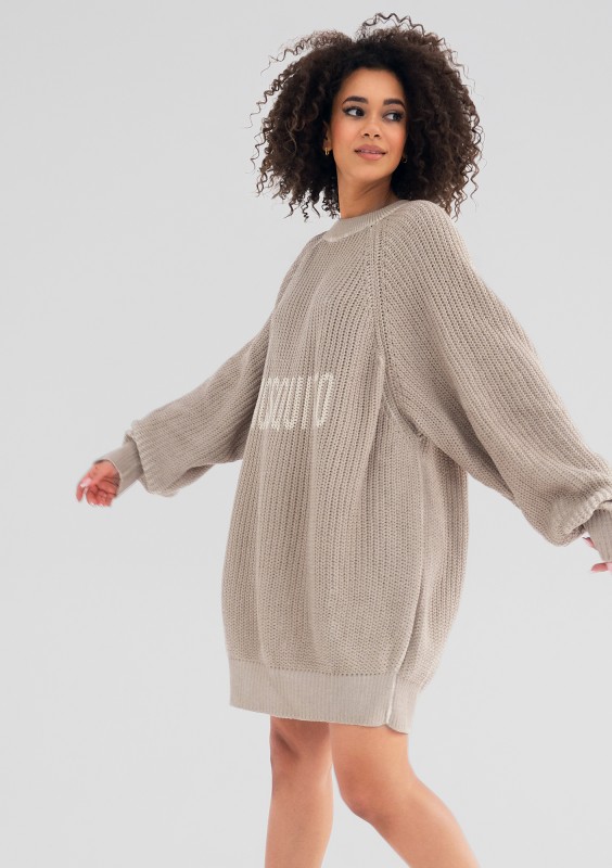 Roxen - Long beige cotton sweater