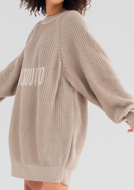 Roxen - Long beige cotton sweater