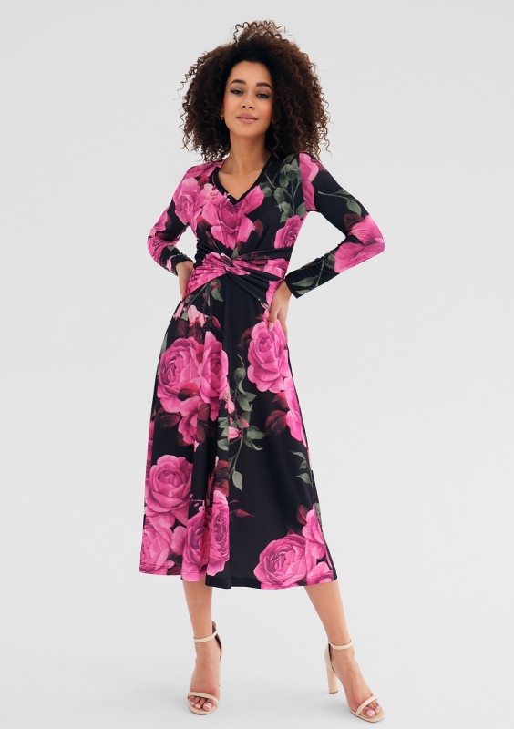 Betty - Coctail midi dress with a floral print