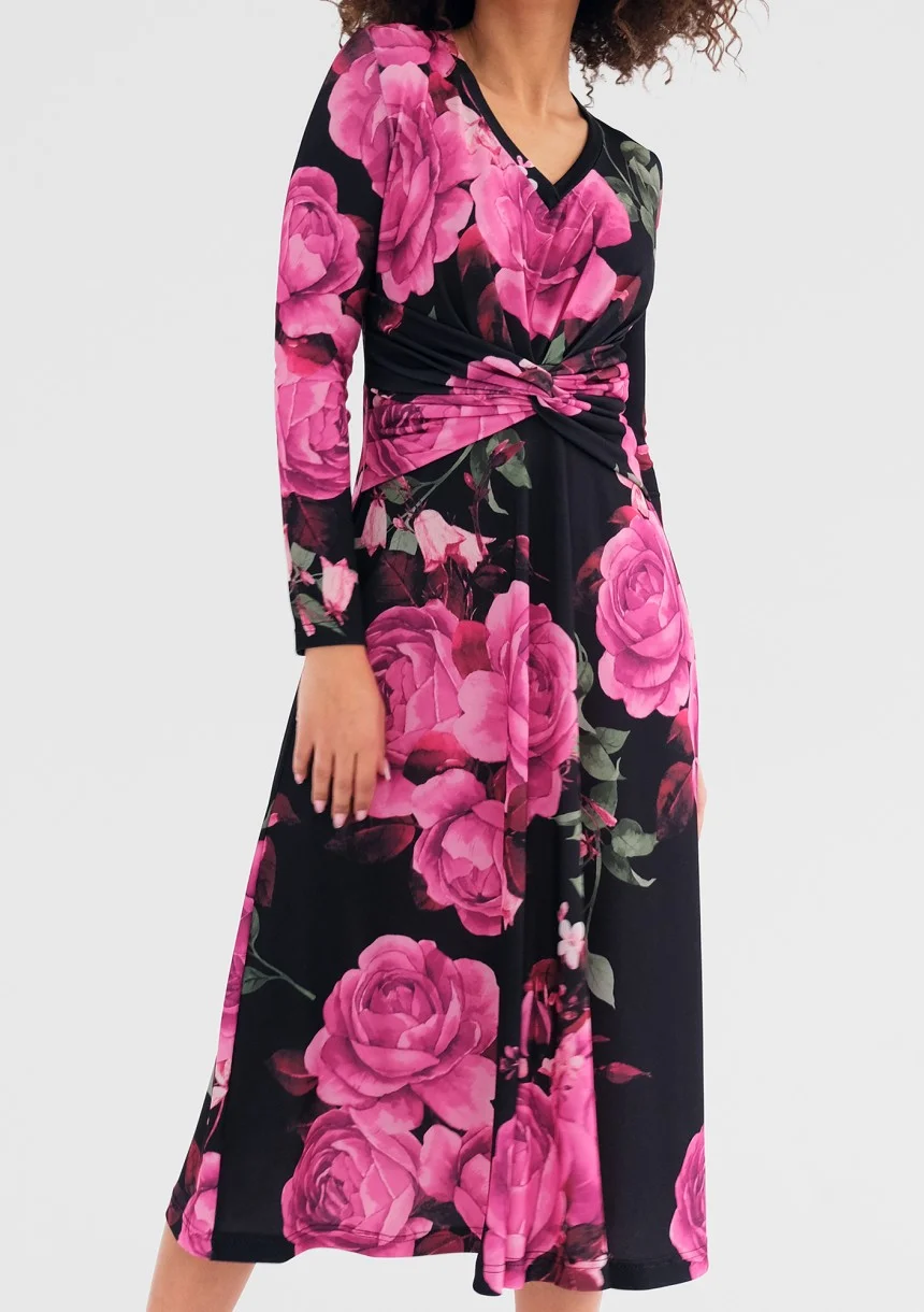 Betty - Rozkloszowana sukienka midi w kwiaty
