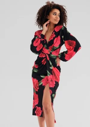 Labelle - Coctail midi dress with a roses print
