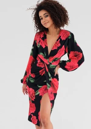 Labelle - Coctail midi dress with a roses print