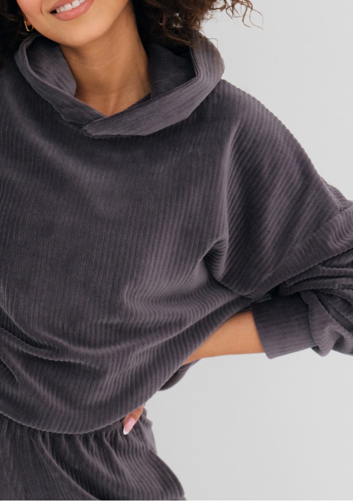 Jogg - Grey corded velvet hoodie