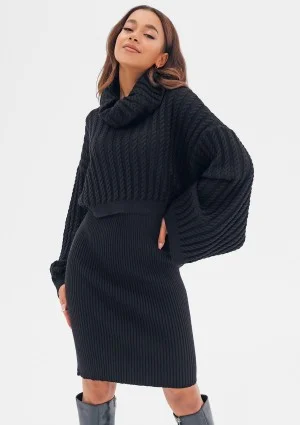 Maisy - black viscose sweater skirt