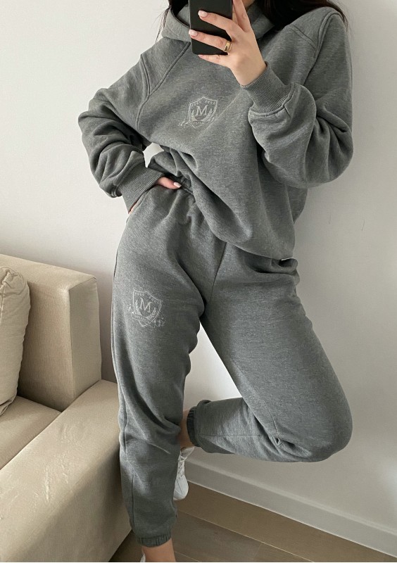 Embly - Melanżowe spodnie dresowe Szare