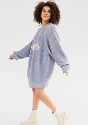 Roxen - Długi sweter z bawełny Błękitny