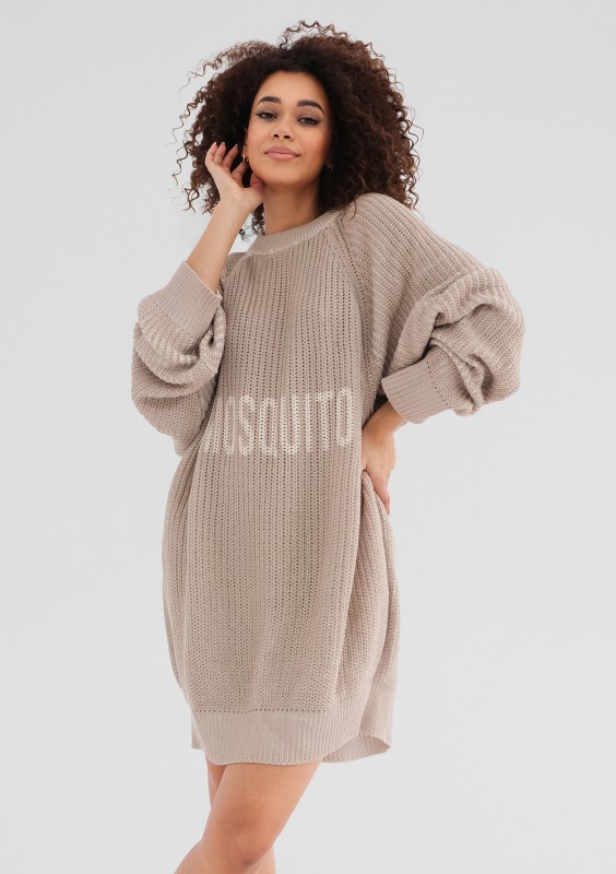 Roxen - Long beige cotton sweater