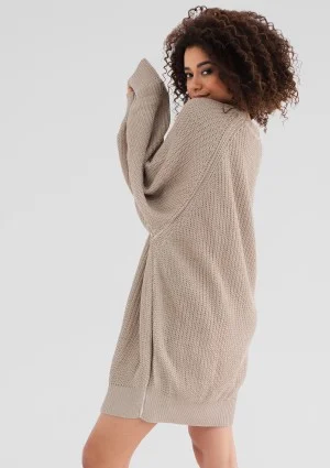Roxen - Long beige cotton sweater