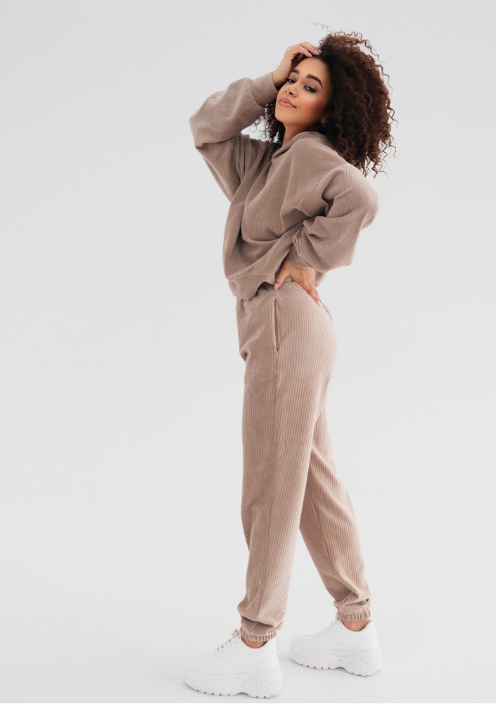 Jogg - Beige corded velvet hoodie