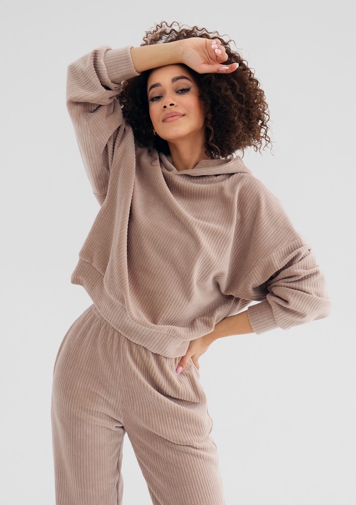 Jogg - Beige corded velvet hoodie