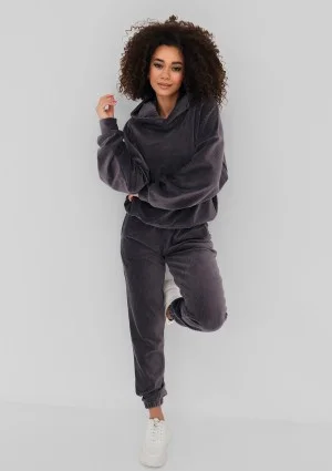 Jogg - Bluza welurowa w prążki Szara
