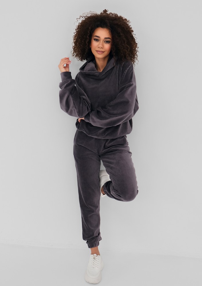 Jogg - Grey corded velvet hoodie